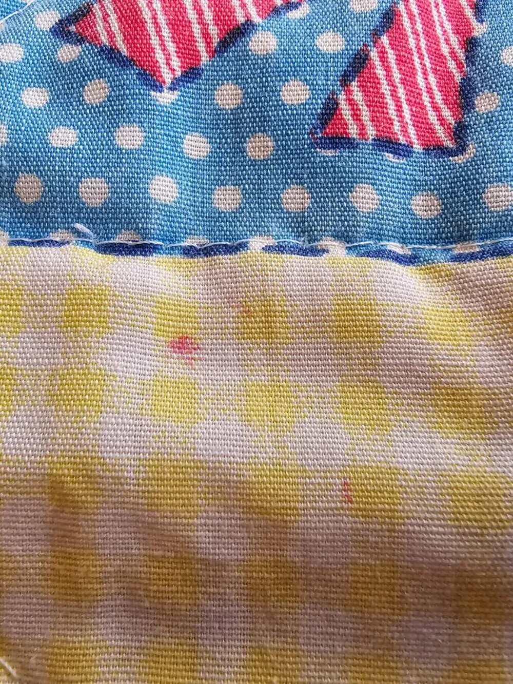 Vintage Handmade Baby Patchwork Quilt Primary Colors Red Yellow Duck 43.5